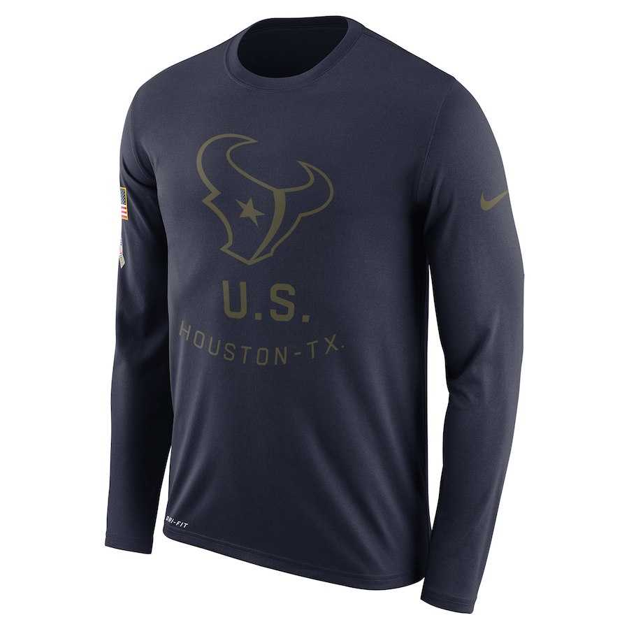 Men's Houston Texans Nike Salute to Service Sideline Legend Performance Long Sleeve T-Shirt Navy,We sell and wholesale Men's Houston Texans Nike Salute to Service Sideline Legend Performance Long Sleeve T-Shirt Navy on line form chian!